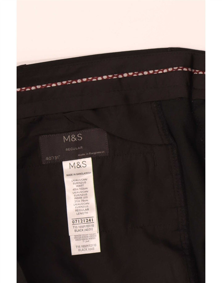 Marks & Spencer Pantalon de costume classique pour homme W40 L31 Noir Polyester