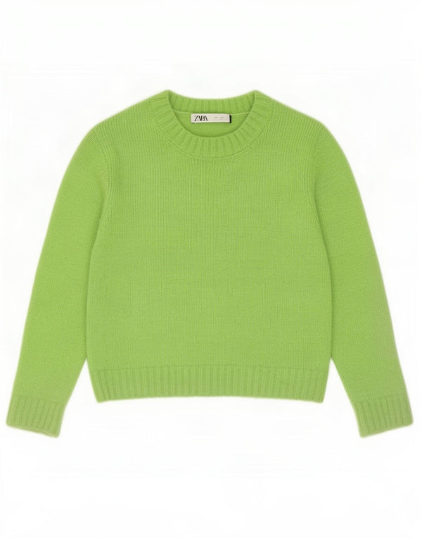 Zara Pull court à col rond pour femme UK 10 Petit Vert