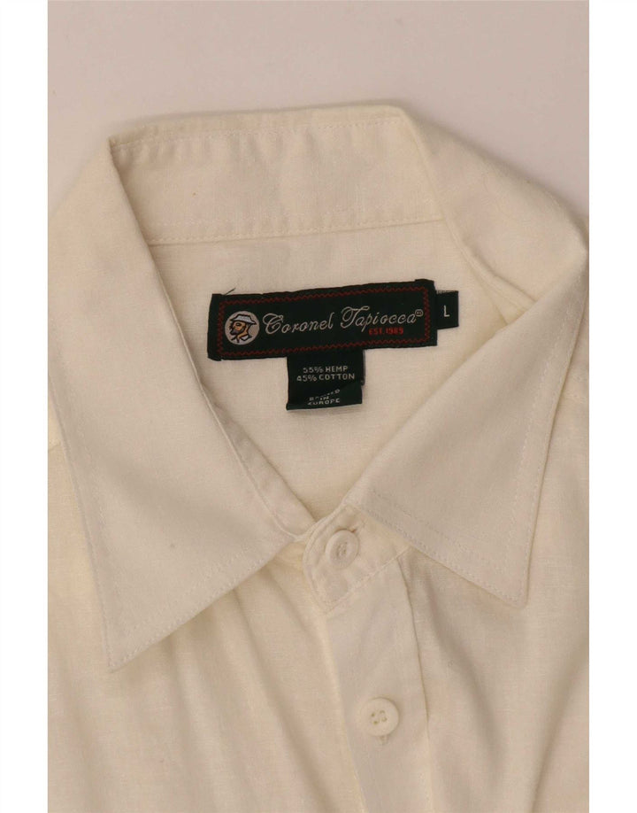 Coronel Tapiocca Chemise militaire pour homme en lin blanc cassé
