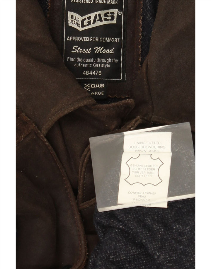 GAS Manteau en Cuir Homme UK 44 2XL Cuir Marron