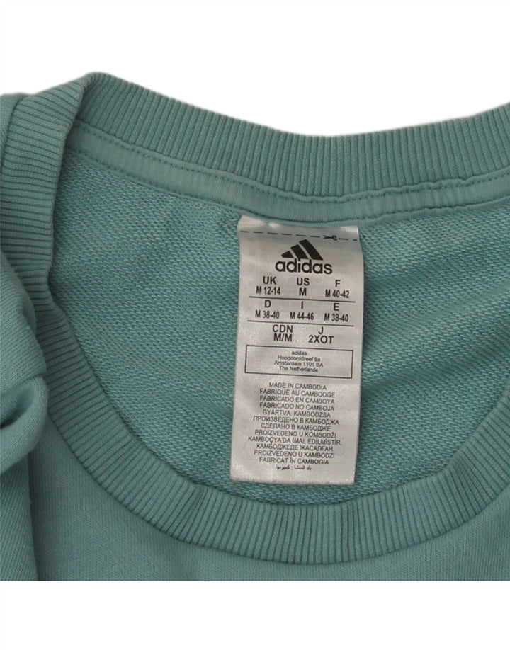Adidas Sweat-shirt graphique pour femme UK 12/14 Bleu moyen Coton