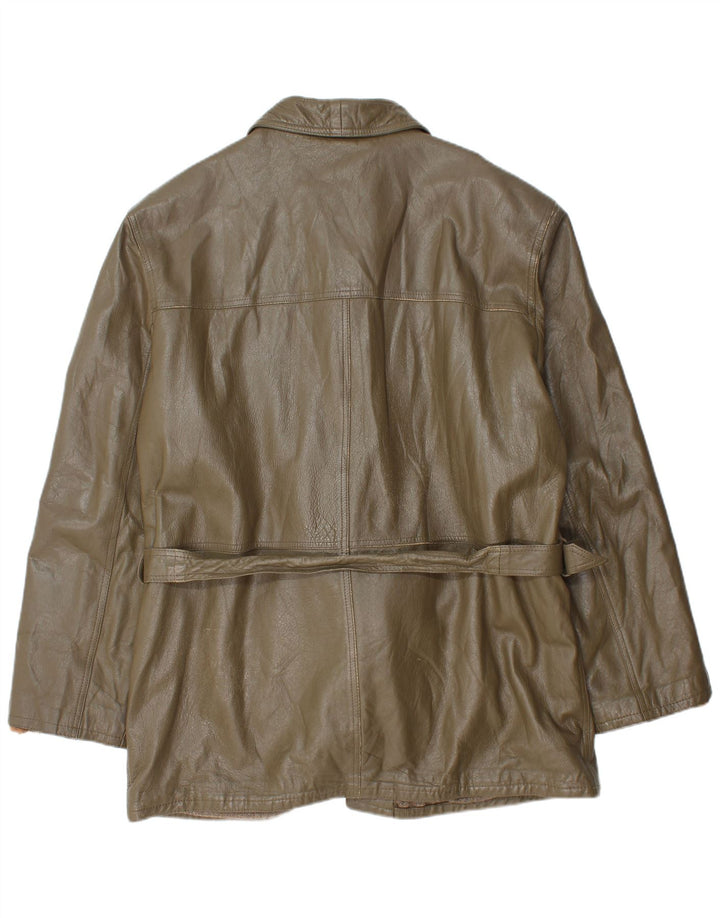 veste en cuir homme vintage UK 40 Grand cuir kaki