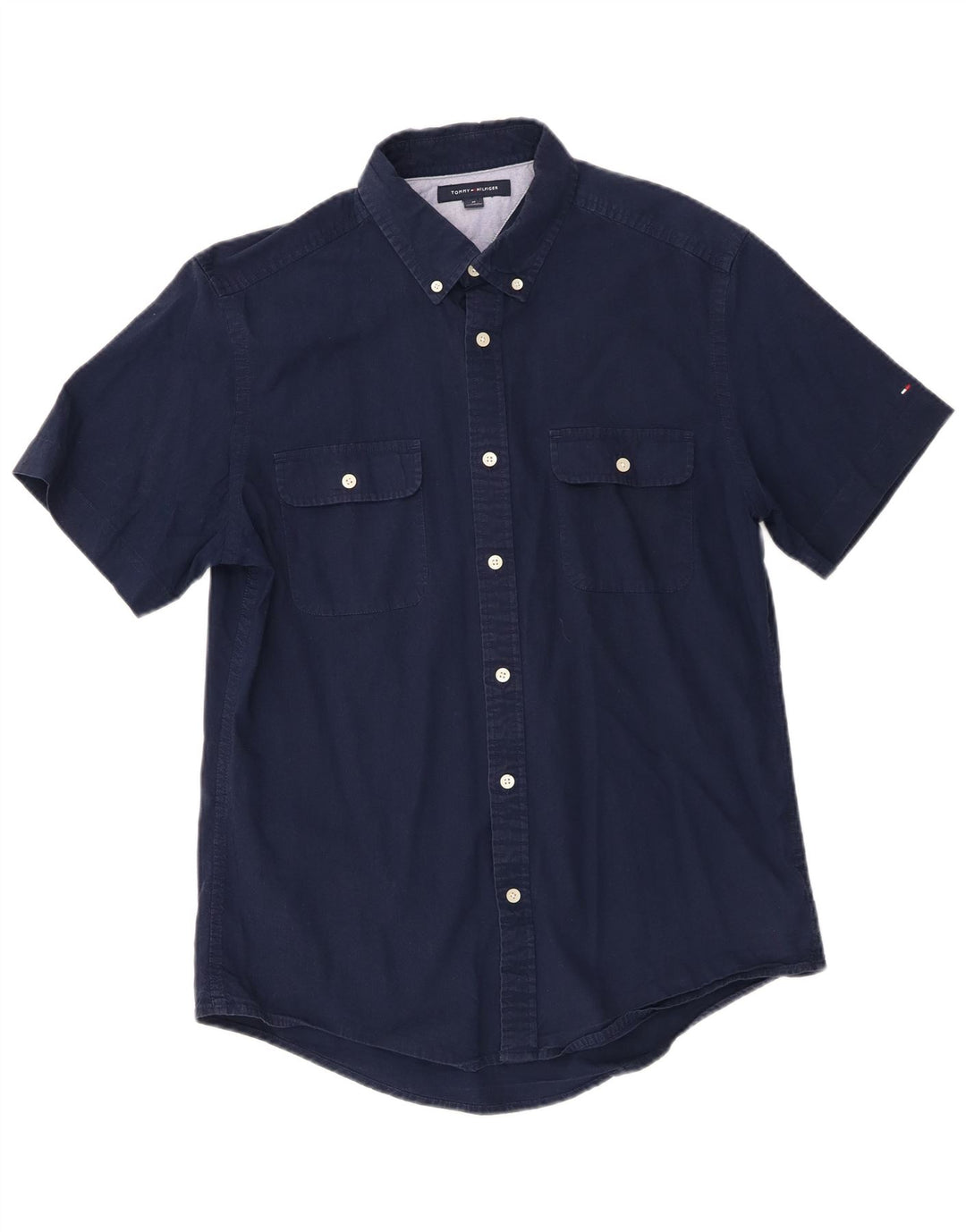 TOMMY HILFIGER Chemise à Manches Courtes Homme Bleu Marine Moyen Coton