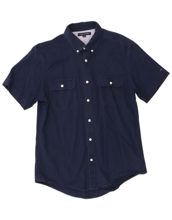 TOMMY HILFIGER Chemise à Manches Courtes Homme Bleu Marine Moyen Coton