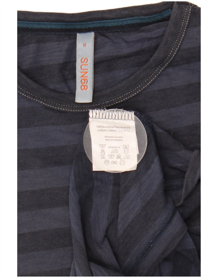 SUN68 T-Shirt Homme Coton Rayé Bleu Marine Moyen
