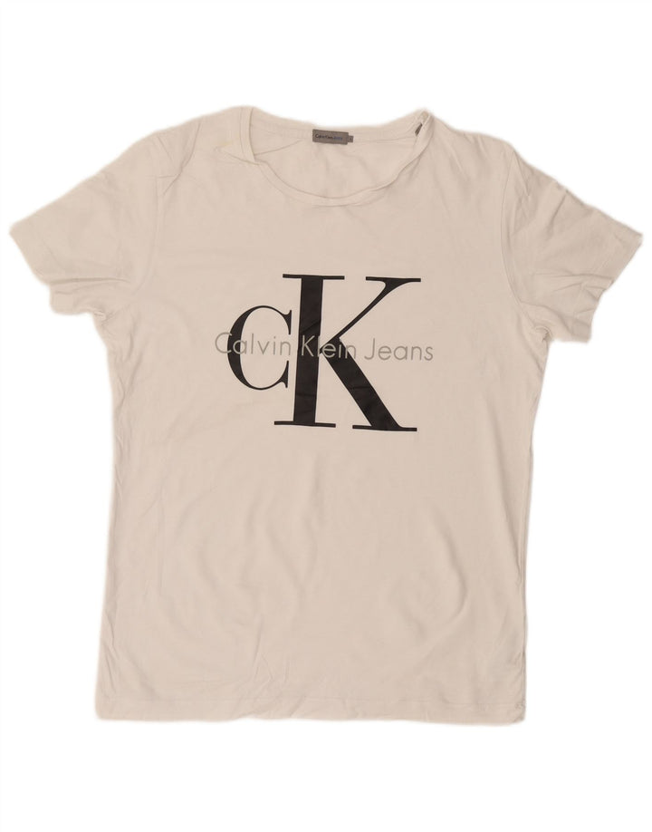 CALVIN KLEIN JEANS T-Shirt Graphique Homme Grand Blanc Coton