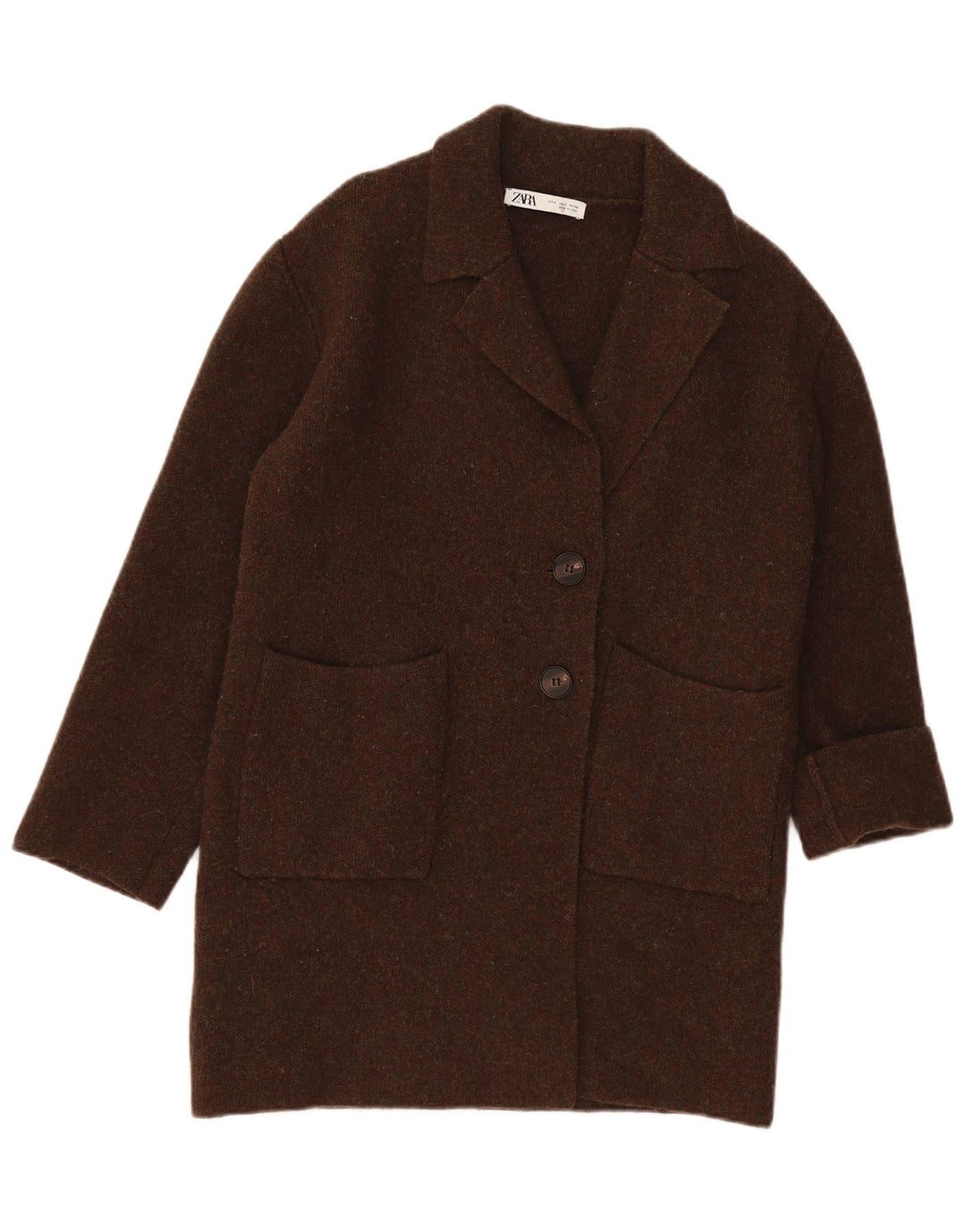 Zara Manteau surdimensionné pour femme UK 10 Petite laine kaki