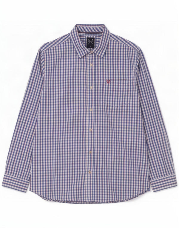Crew Clothing Chemise cintrée pour homme, grand vichy bleu