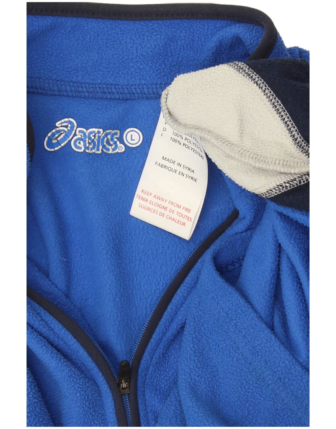 Asics Pull polaire à col zippé pour hommes, grand bleu, polyester color block