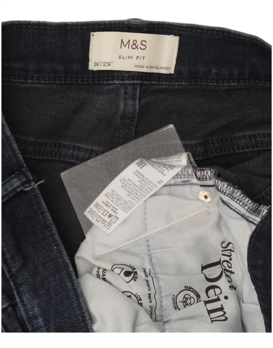 Marks & Spencer Jean Slim Homme W36 L29 Bleu Marine Coton