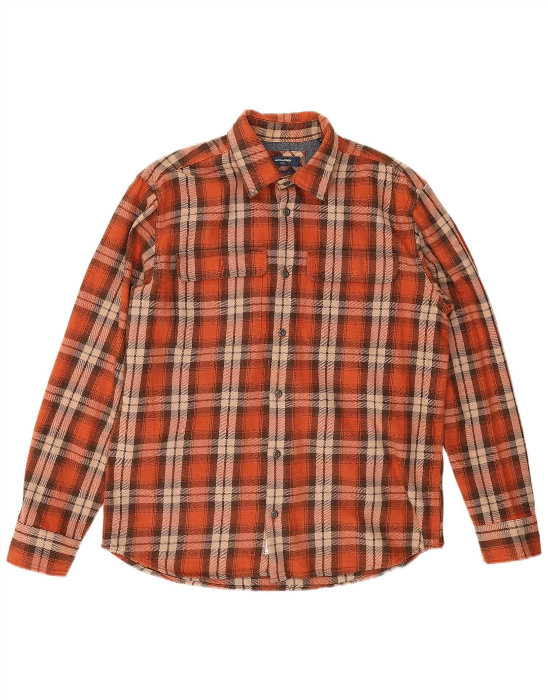 Jack & Jones Chemise Flanelle Homme XL Orange Carreaux Coton