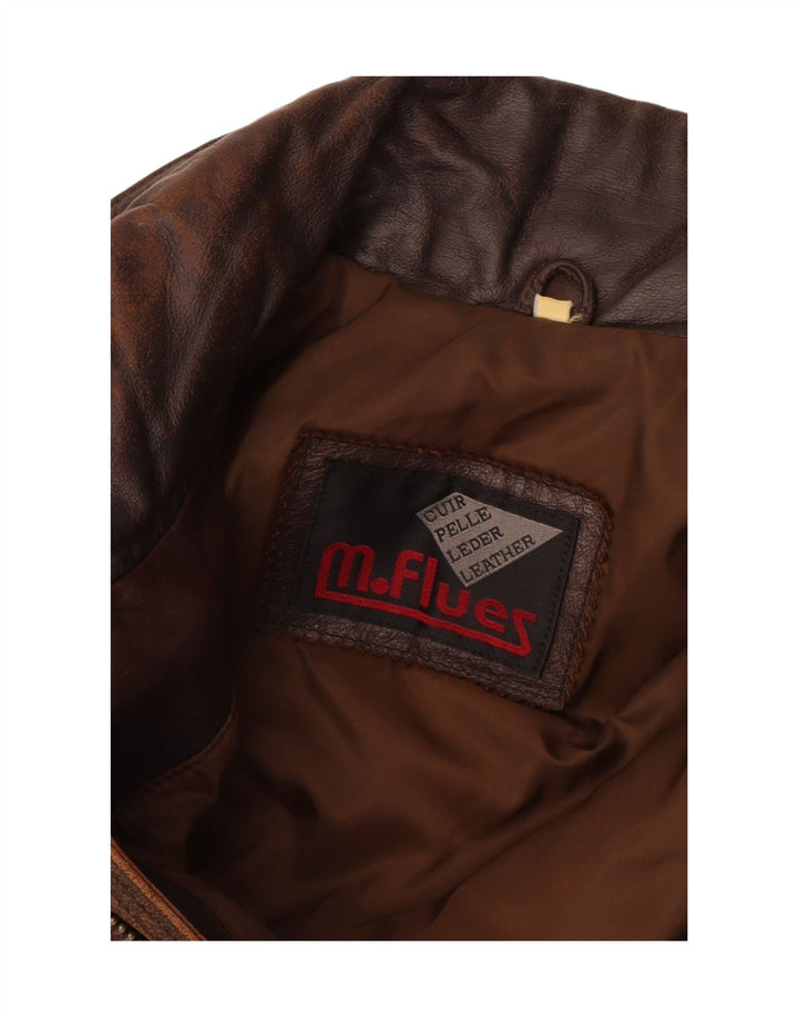 M. Flues Veste en cuir coupe ample pour homme UK 38 Cuir marron moyen