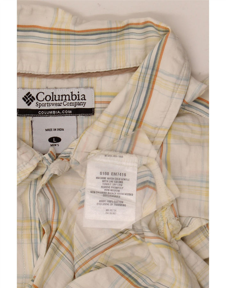 Columbia Chemise à manches courtes pour homme en coton à carreaux blancs