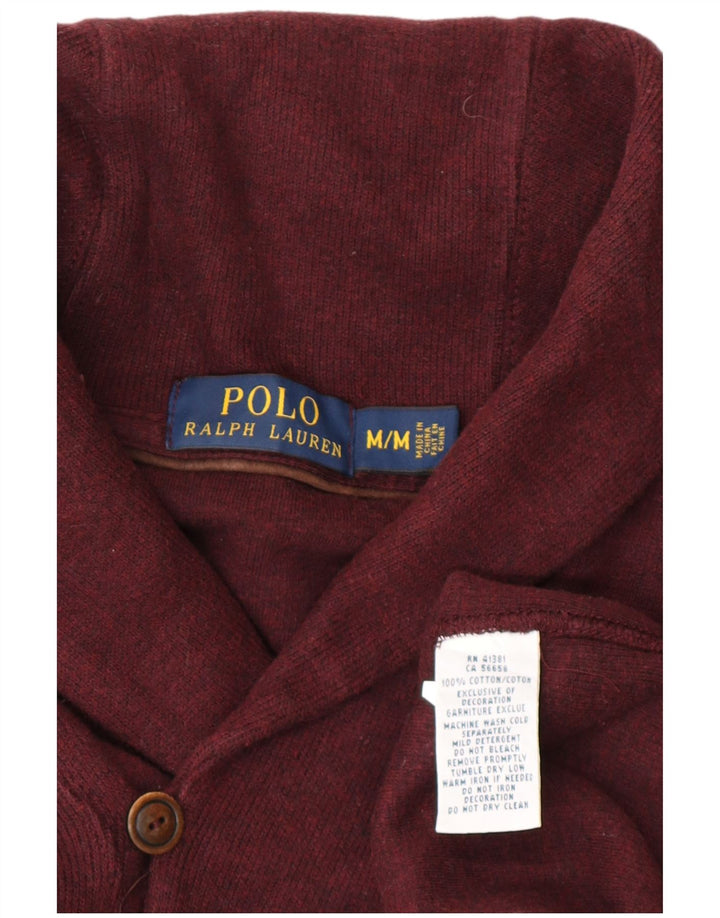 POLO RALPH LAUREN Pull à col châle pour homme en coton bordeaux moyen