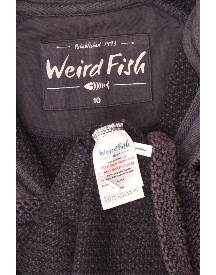 WEIRD FISH Veste de survêtement pour femme UK 10 Petit coton bleu marine