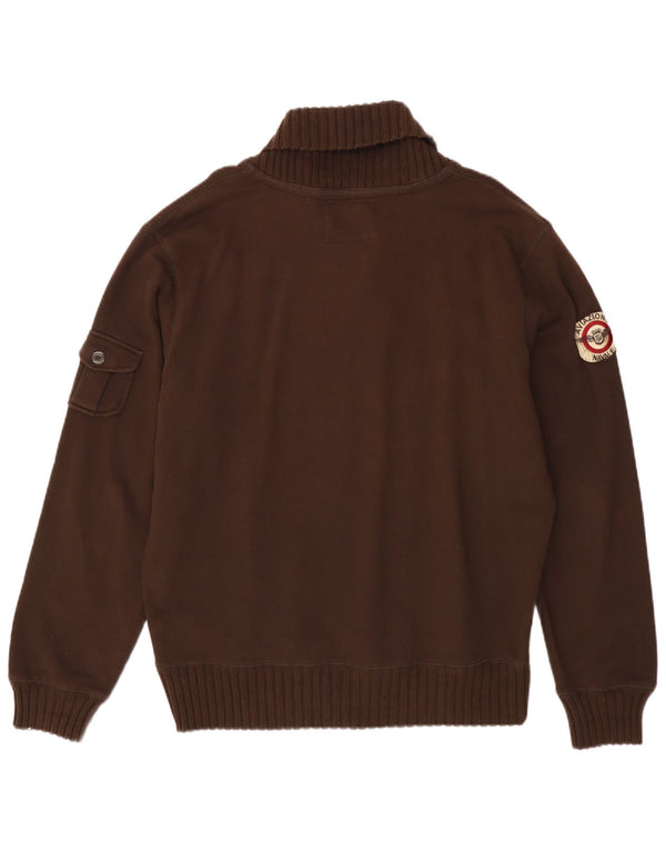 Aviazione Navale Pull col châle pour homme 3XL en coton marron