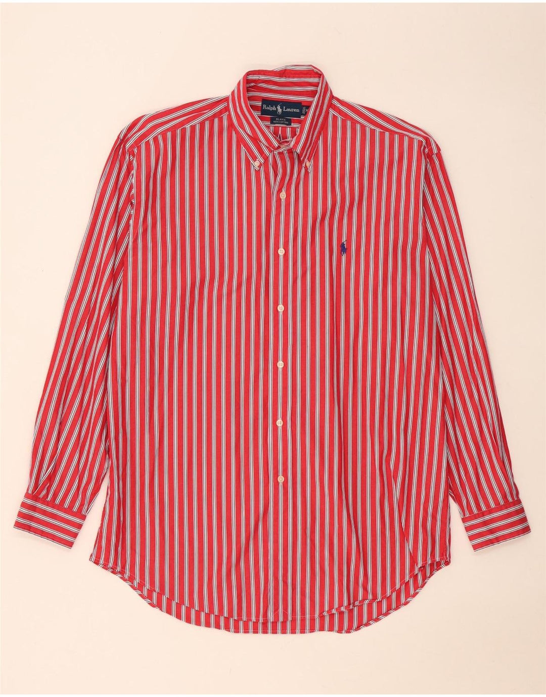 Ralph Lauren Chemise Blake Homme Coton Rayé Rouge Moyen