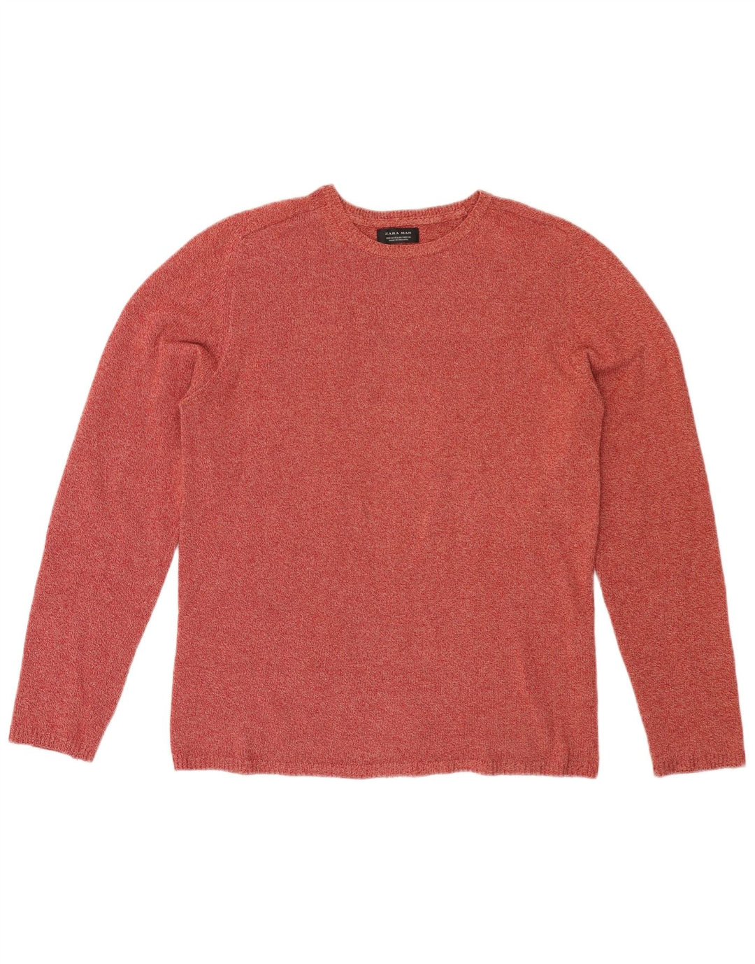 Zara Pull à col rond en coton moucheté rouge moyen |