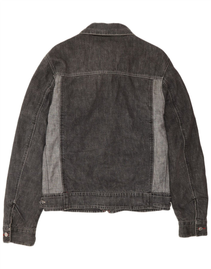 Energie Veste en jean pour homme UK 40 Large Gris Colorblock Coton
