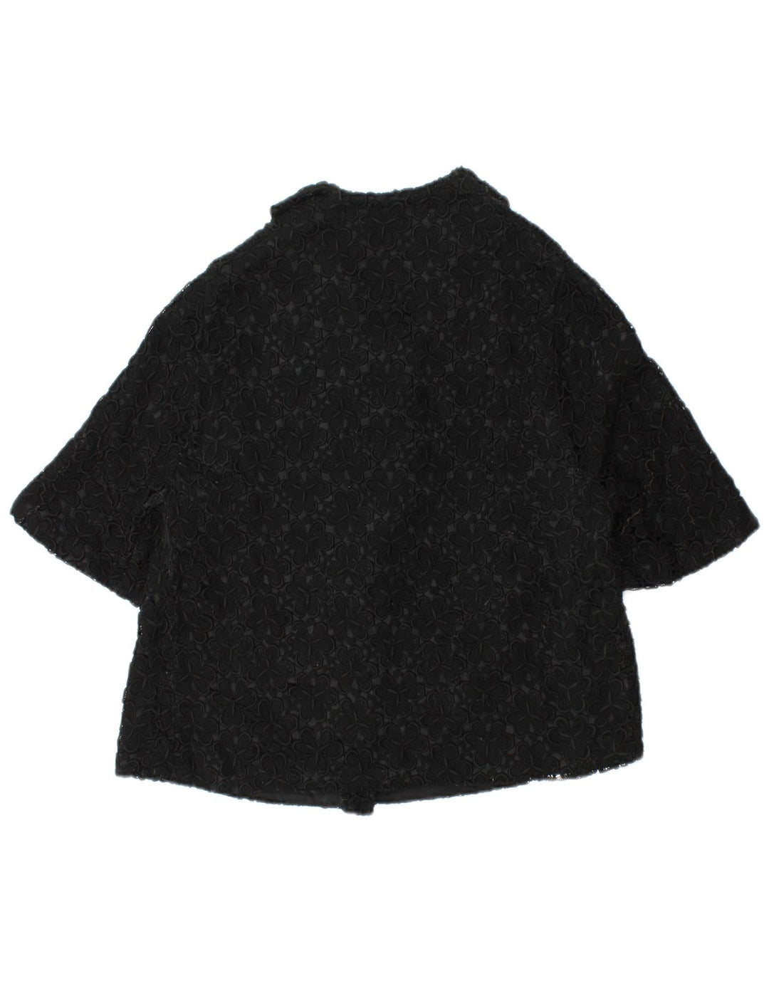 VINTAGE Veste blazer à manches courtes femme UK 12 Medium Black Floral