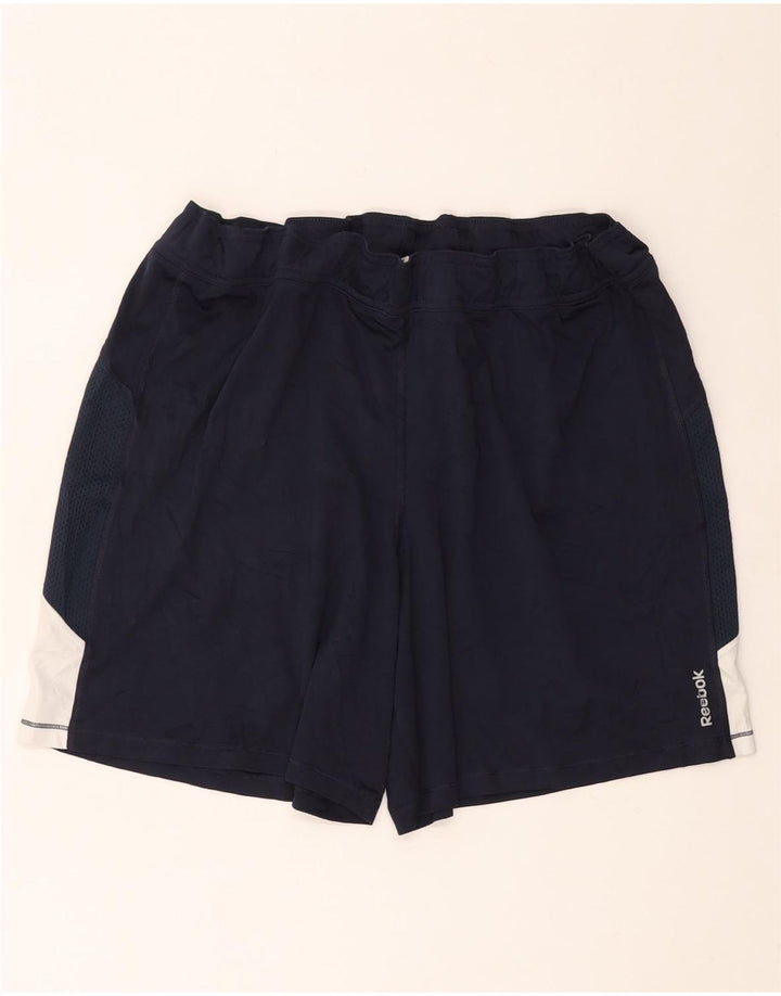 REEBOK Short de sport pour femme UK 16 Large Bleu Marine Colorblock Polyester