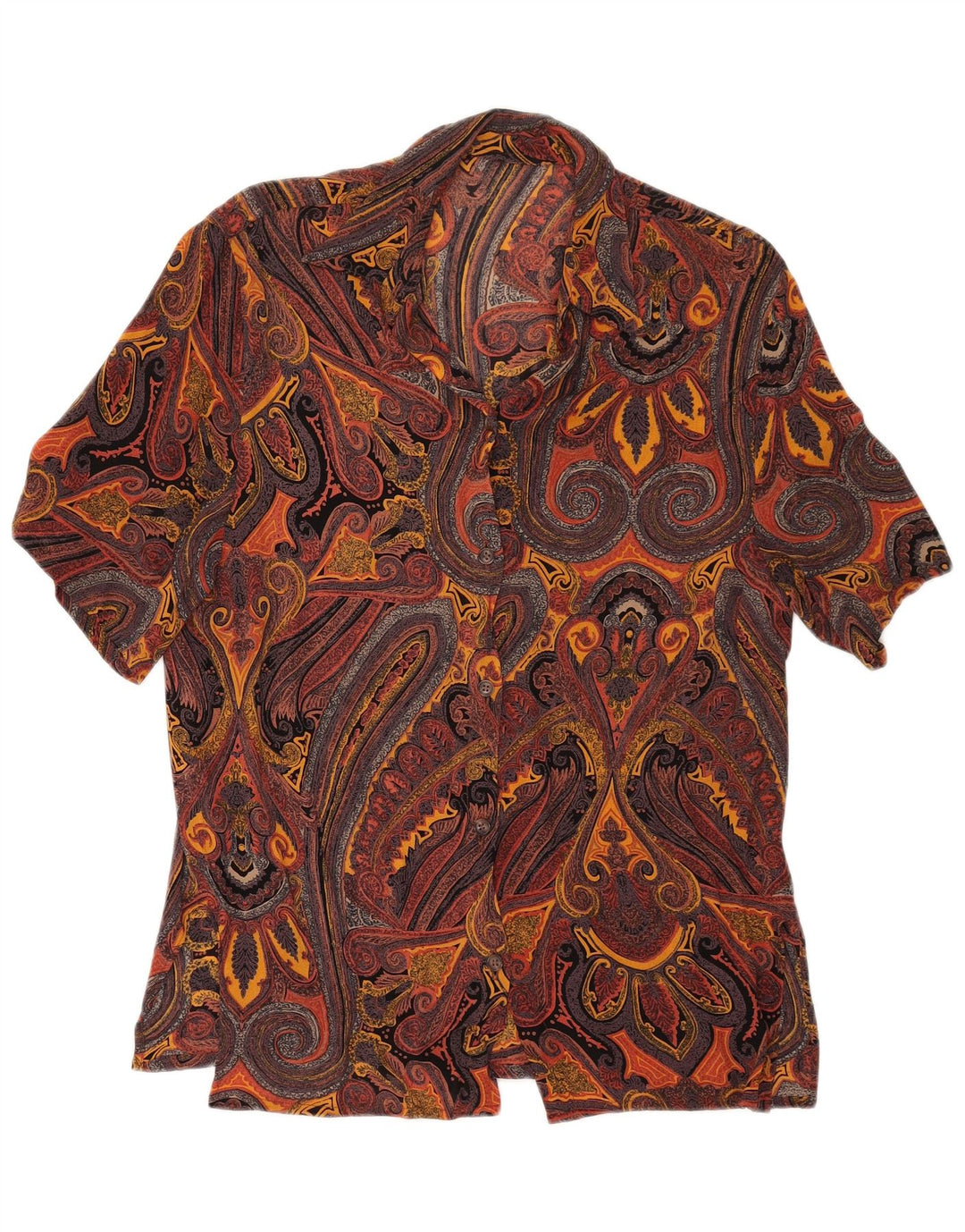 VINTAGE Chemisier chemise à manches courtes femme UK 16 Grand Paisley multicolore