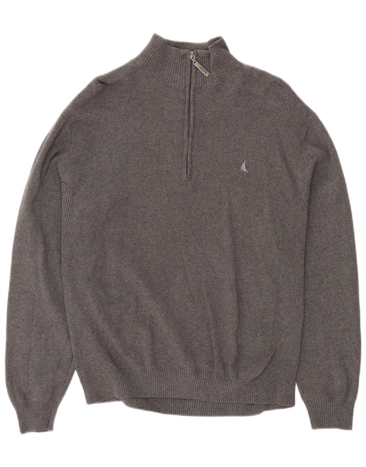 Musto Pull Col Zippé Homme Gris Moyen Coton