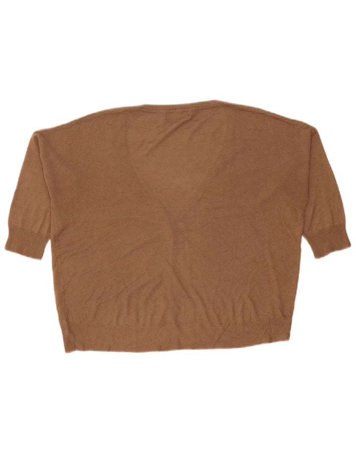Zara Cardigan surdimensionné à manches 3/4 pour femme UK 14 Marron moyen