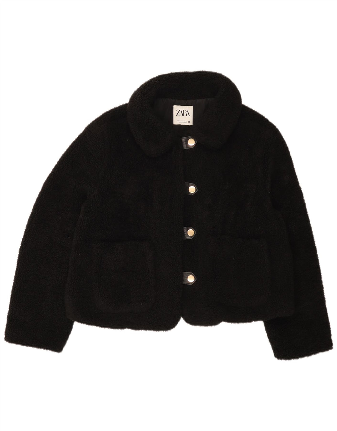 Zara Veste polaire femme UK 16 Large Noir Polyester