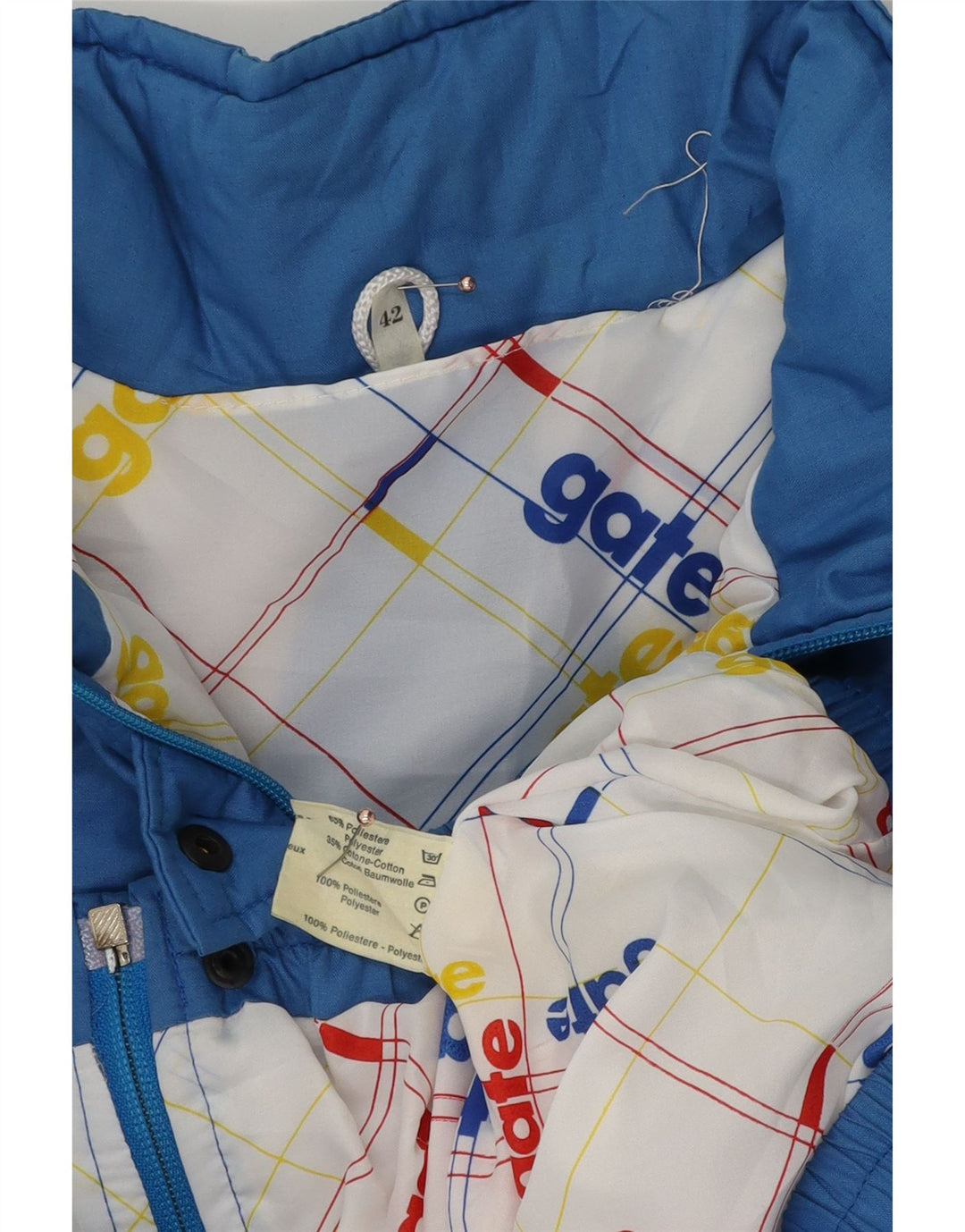 Veste de ski femme vintage EU 42 Grand Bleu Colorblock Polyester