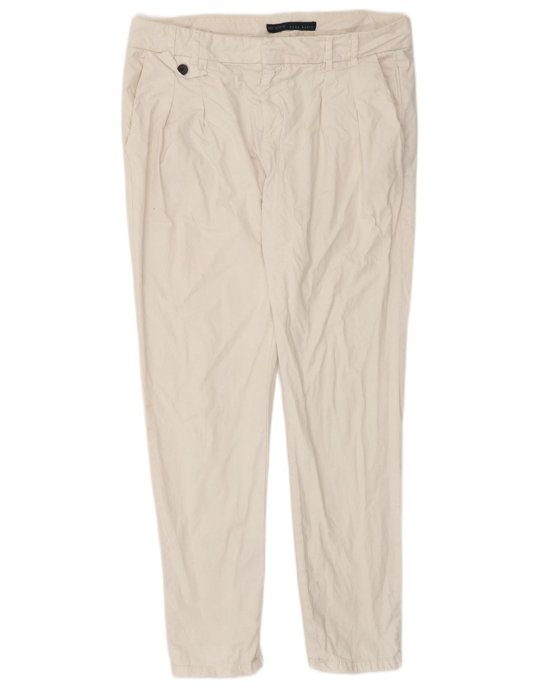 Pantalon Chino Slim Femme Zara Moyen W32 L30 Coton Blanc