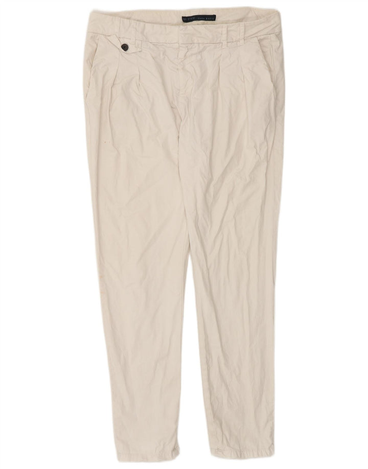 Pantalon Chino Slim Femme Zara Moyen W32 L30 Coton Blanc
