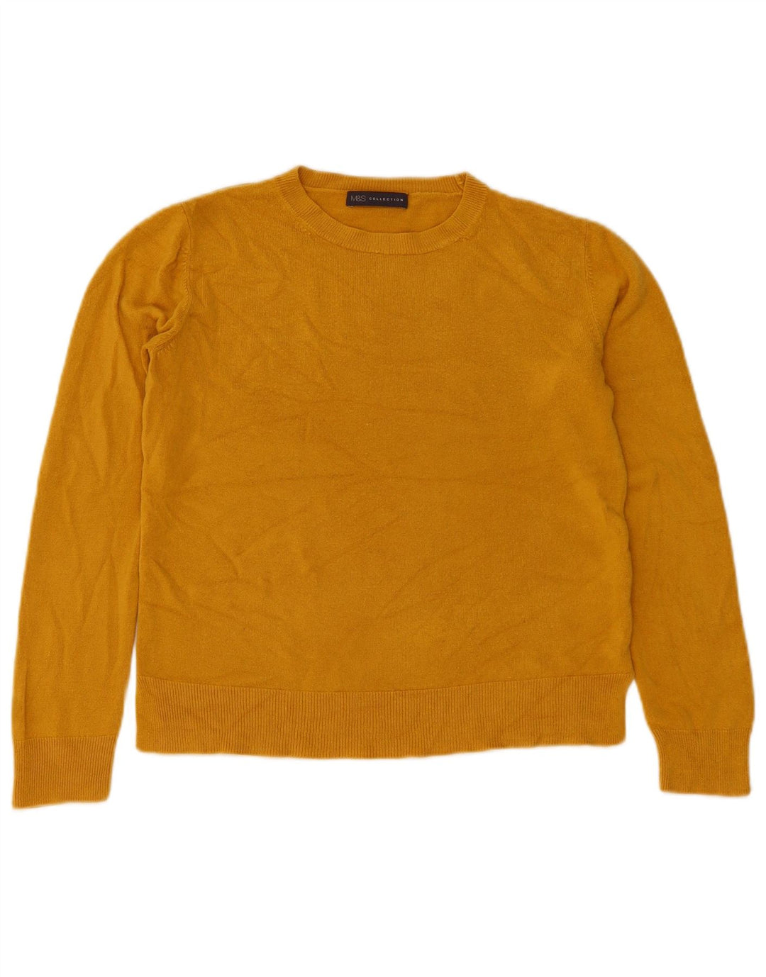 Marks & Spencer Pull à col rond pour femme UK 12 Acrylique jaune moyen