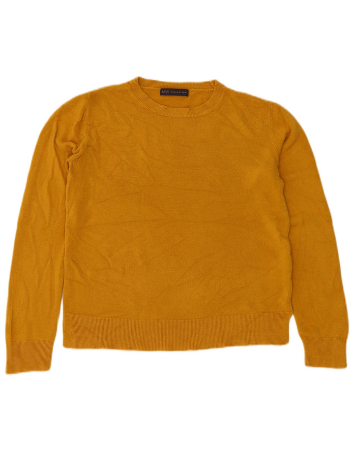 Marks & Spencer Pull à col rond pour femme UK 12 Acrylique jaune moyen