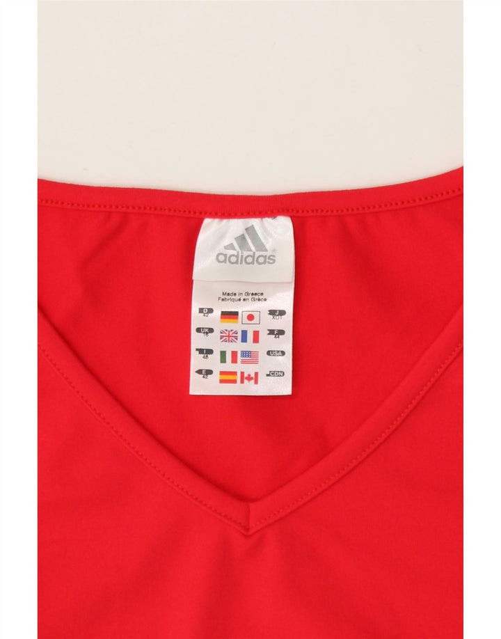 ADIDAS Womens T-Shirt Top UK 16 Large Red Polyamide Vintage Adidas and Second-Hand Adidas from Messina Hembry 