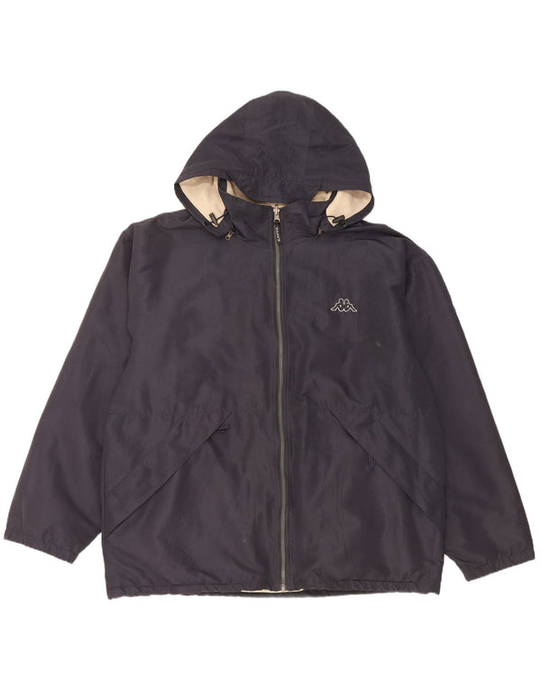 Kappa Veste réversible à capuche pour homme UK 40 Large Bleu marine Polyester