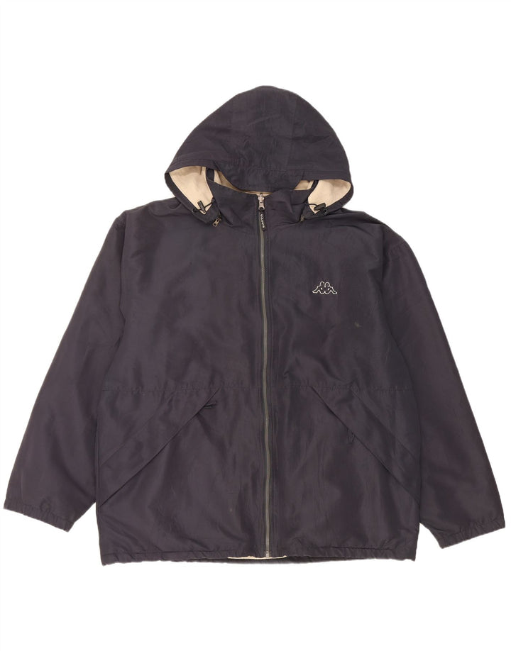 Kappa Veste réversible à capuche pour homme UK 40 Large Bleu marine Polyester