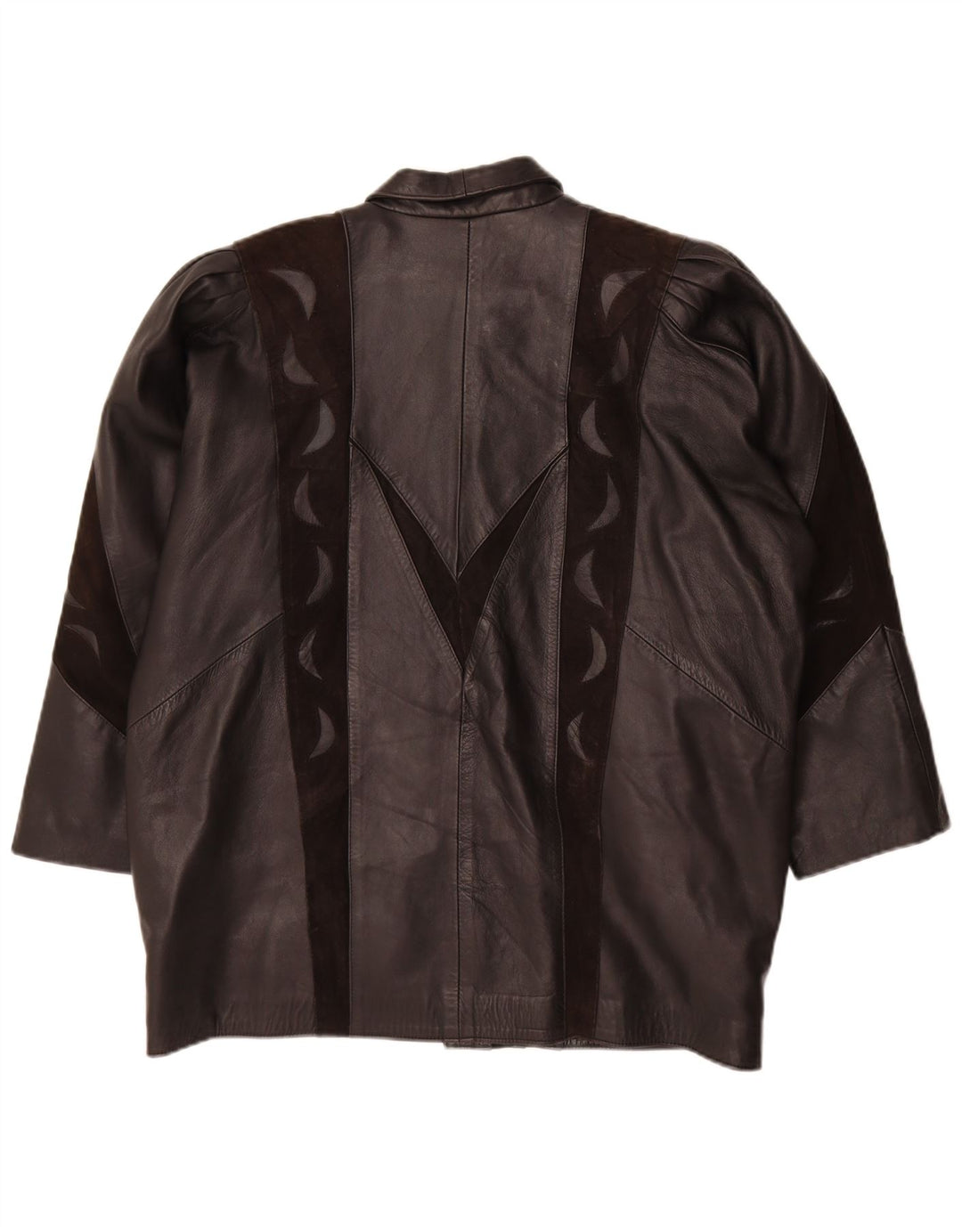 veste en cuir femme vintage UK 20 2XL Black Colourblock
