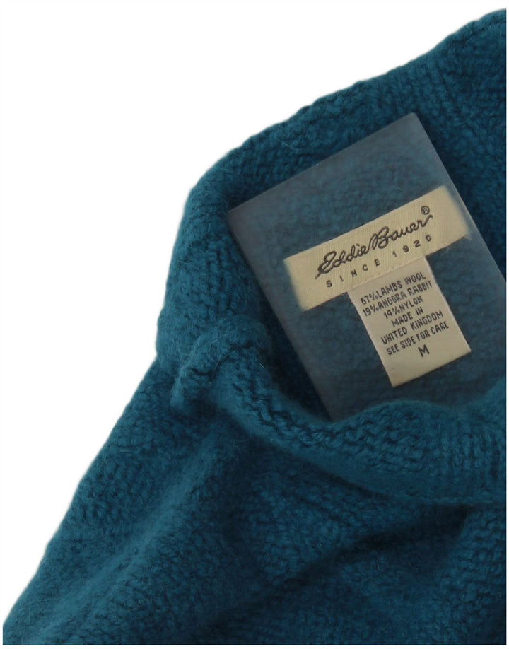 EDDIE BAUER Pull à col roulé pour femme UK 14 Bleu moyen Laine d'agneau