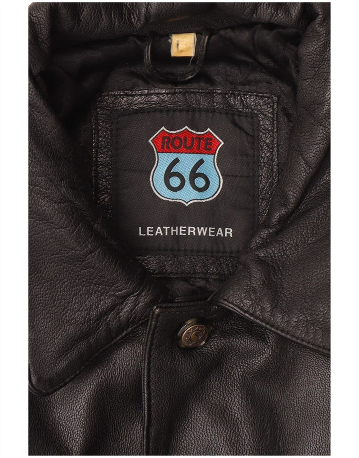 ROUTE 66 Veste en cuir pour homme UK 40 Grand cuir noir