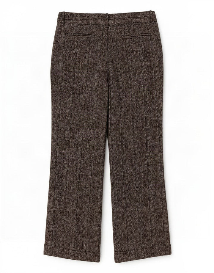 Zara Pantalon décontracté bootcut pour femme EU 40 Medium W30 L30 Gris à chevrons