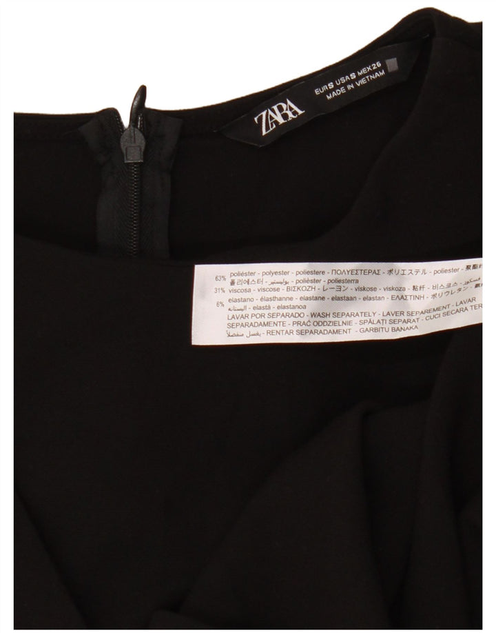 Zara Robe fourreau à manches longues pour femme UK 8 Small Noir Polyester