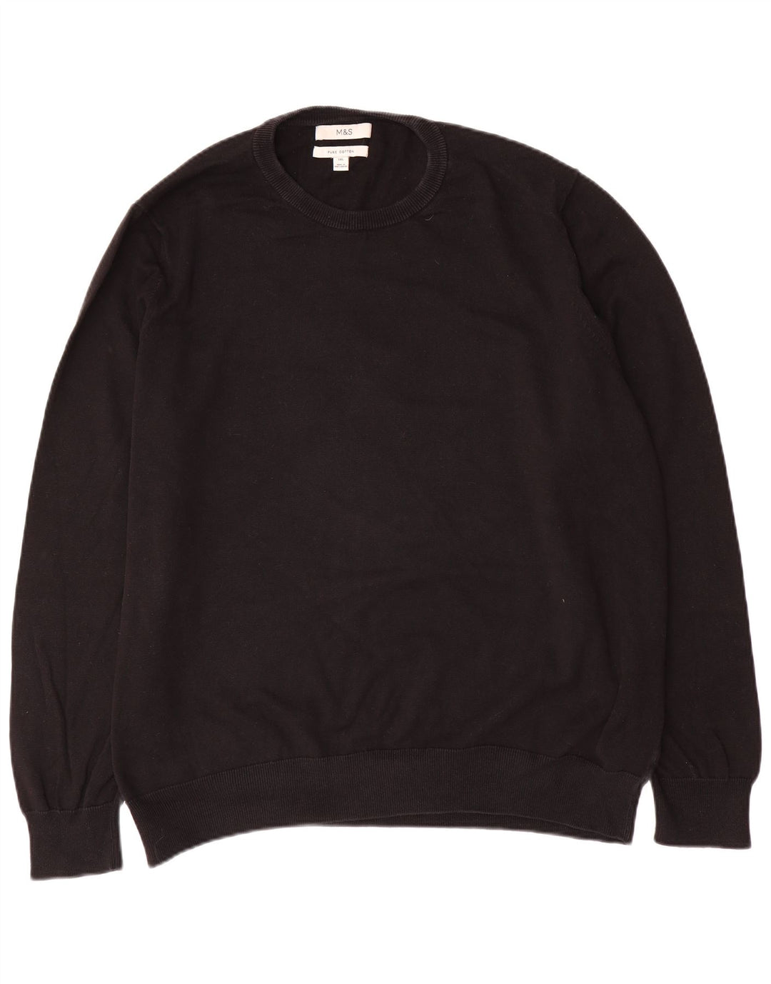 Marks & Spencer Pull col rond pour homme en coton noir 3XL