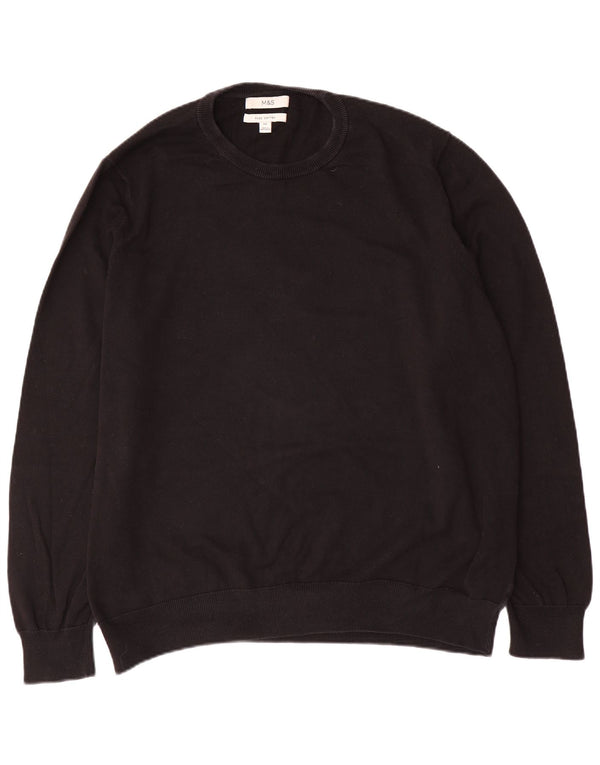 Marks & Spencer Pull col rond pour homme en coton noir 3XL