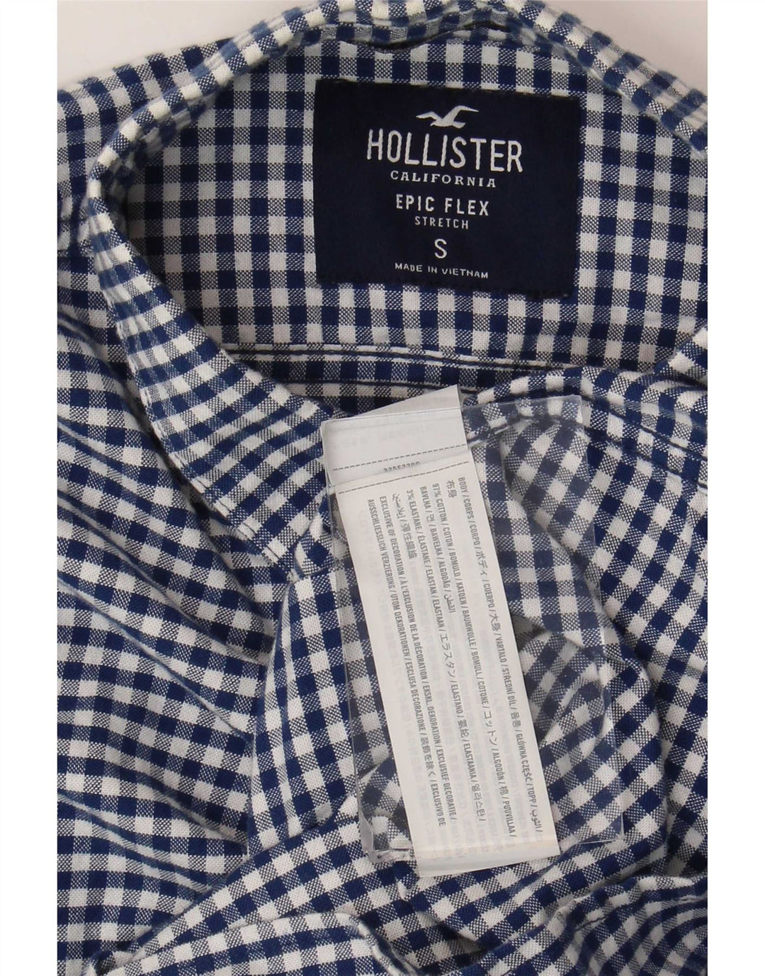 Hollister Chemise Homme Petit Bleu Vichy Coton