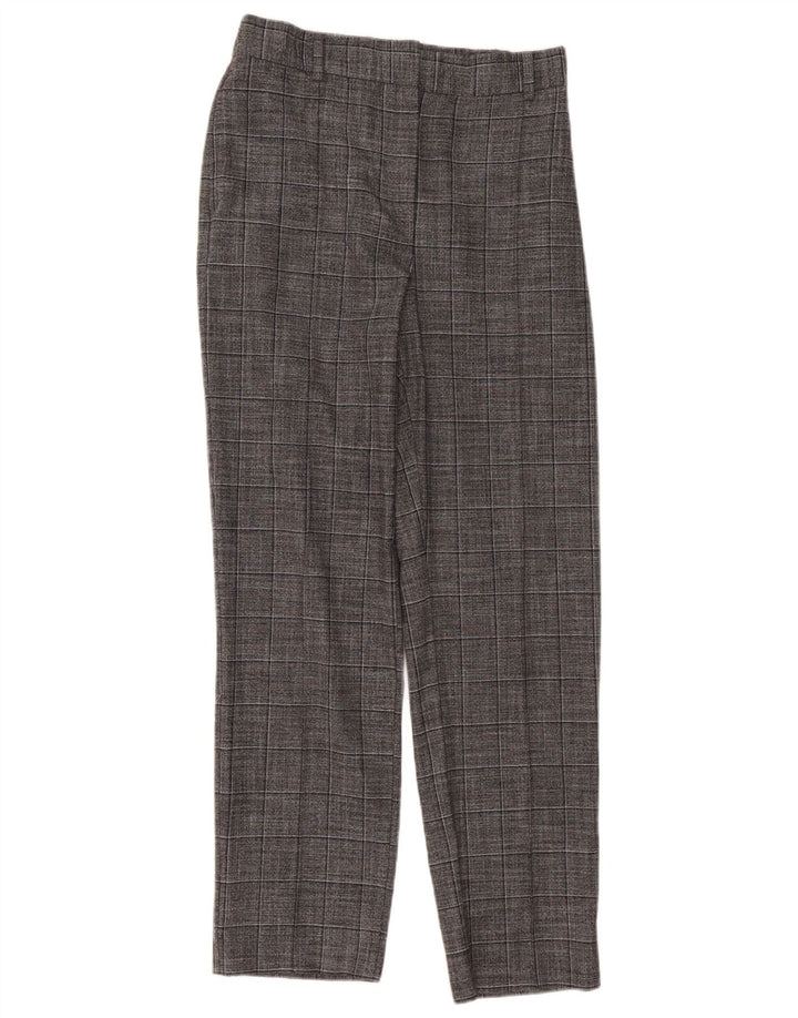 Marks & Spencer Pantalon Chino Femme UK 12 Moyen W30 L30 Gris à Carreaux