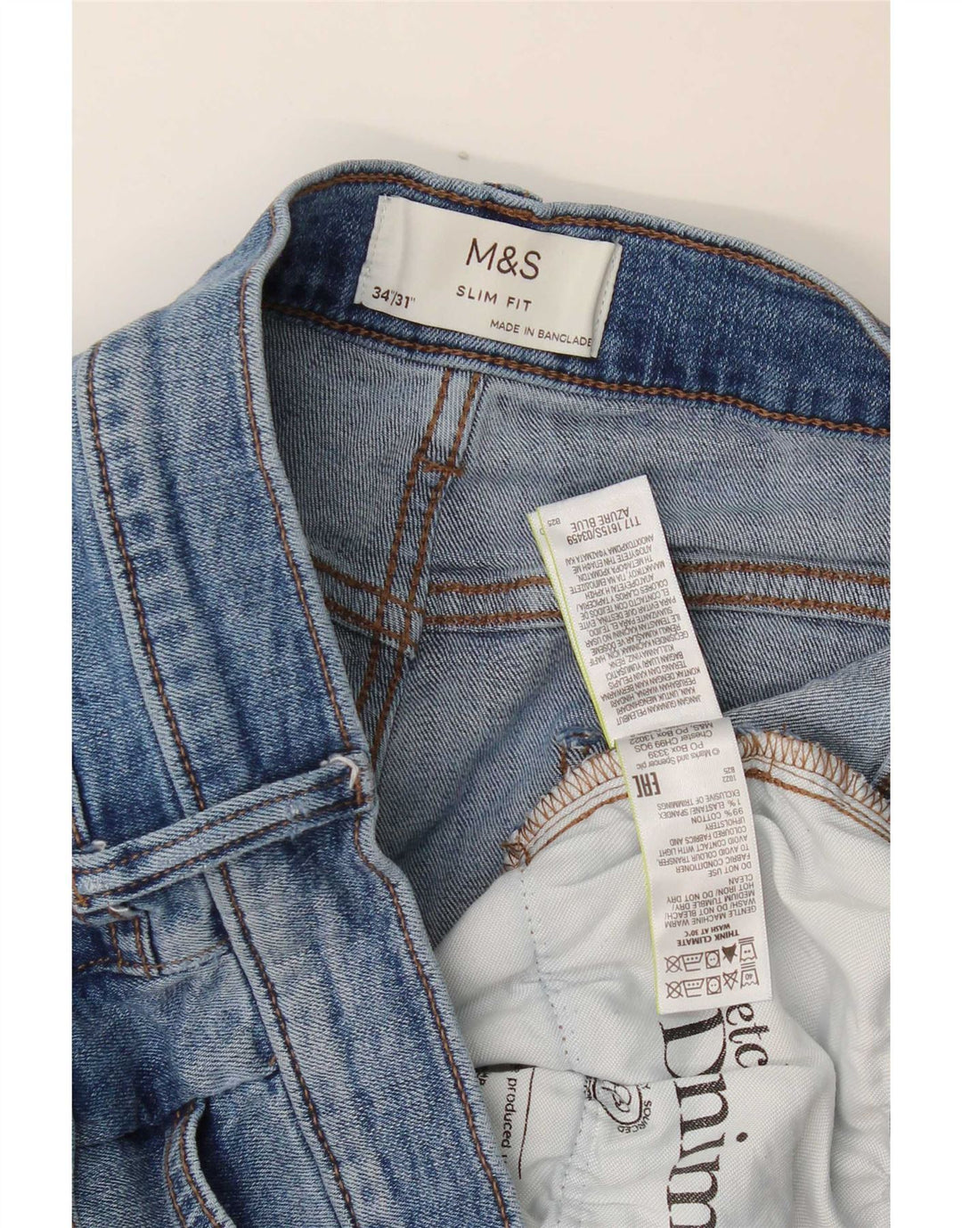 Marks & Spencer Jean Slim Homme W34 L31 Bleu Coton