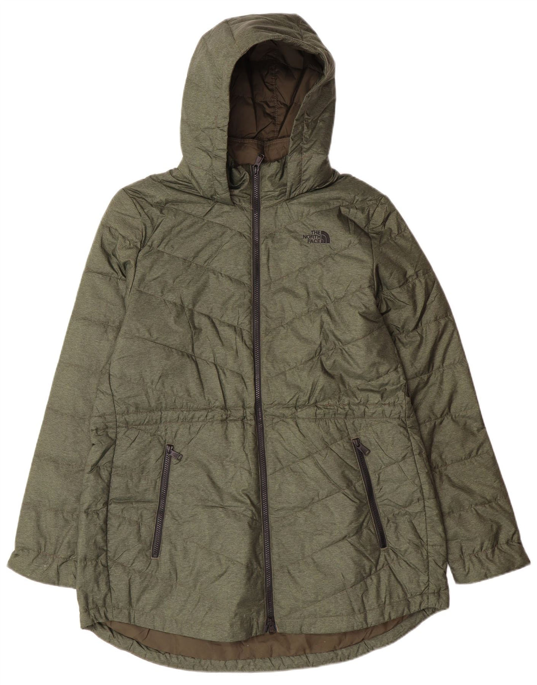 The North Face Manteau rembourré à capuche pour femme UK 18 XL Kaki Polyester Moderne