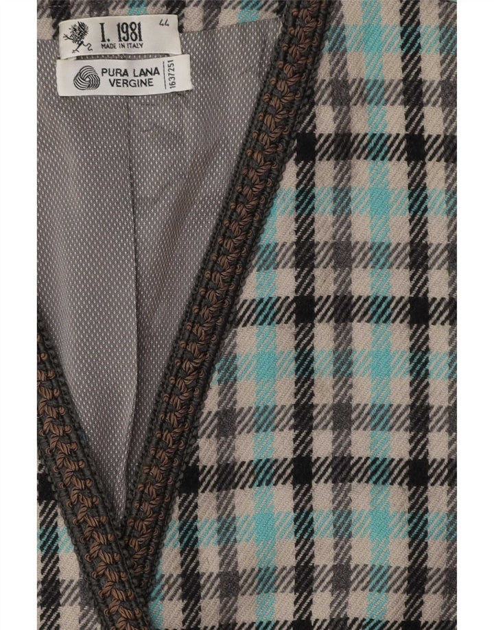 vintage Femme 3 Bouton Blazer Veste IT 44 Moyen Multicolore Check