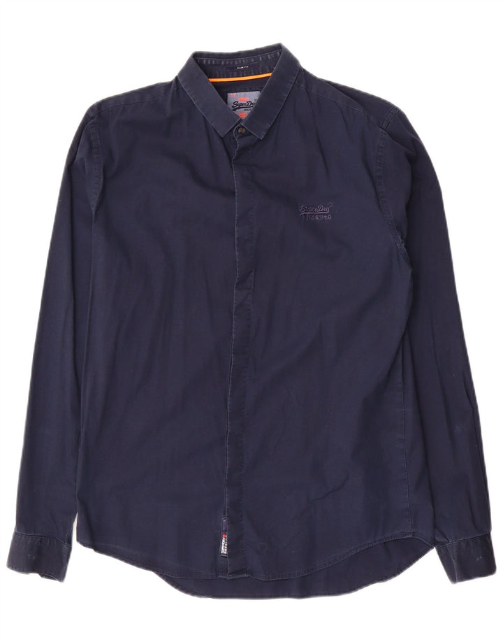 Superdry Chemise Slim Fit Homme Bleu Marine Moyen Coton